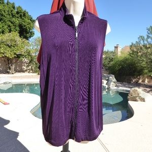 Chicos Purple Full Zip Vest Jacket Slinky Pockets
